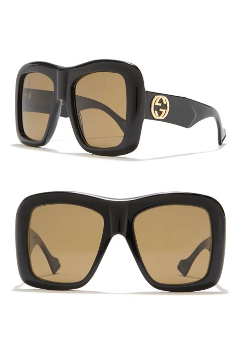 gucci dark havana sunglasses|gucci 54mm oversized square sunglasses.